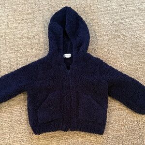 Angel Dear Cozy Navy Blue Hooded Sherpa Jacket 6-12 Months